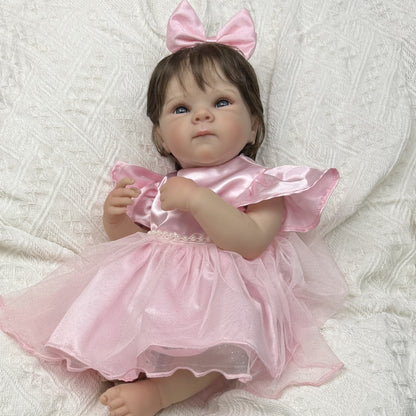 45cm Lifelike Vinyl Body Short Hair Bettie Reborn Girl in Pink Dress