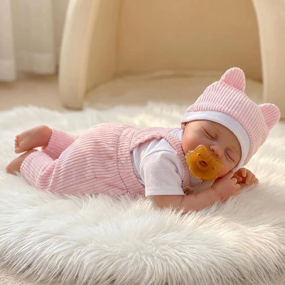 30cm Realistic Full Silicone Irys Reborn Doll Girl in Pink Outfits
