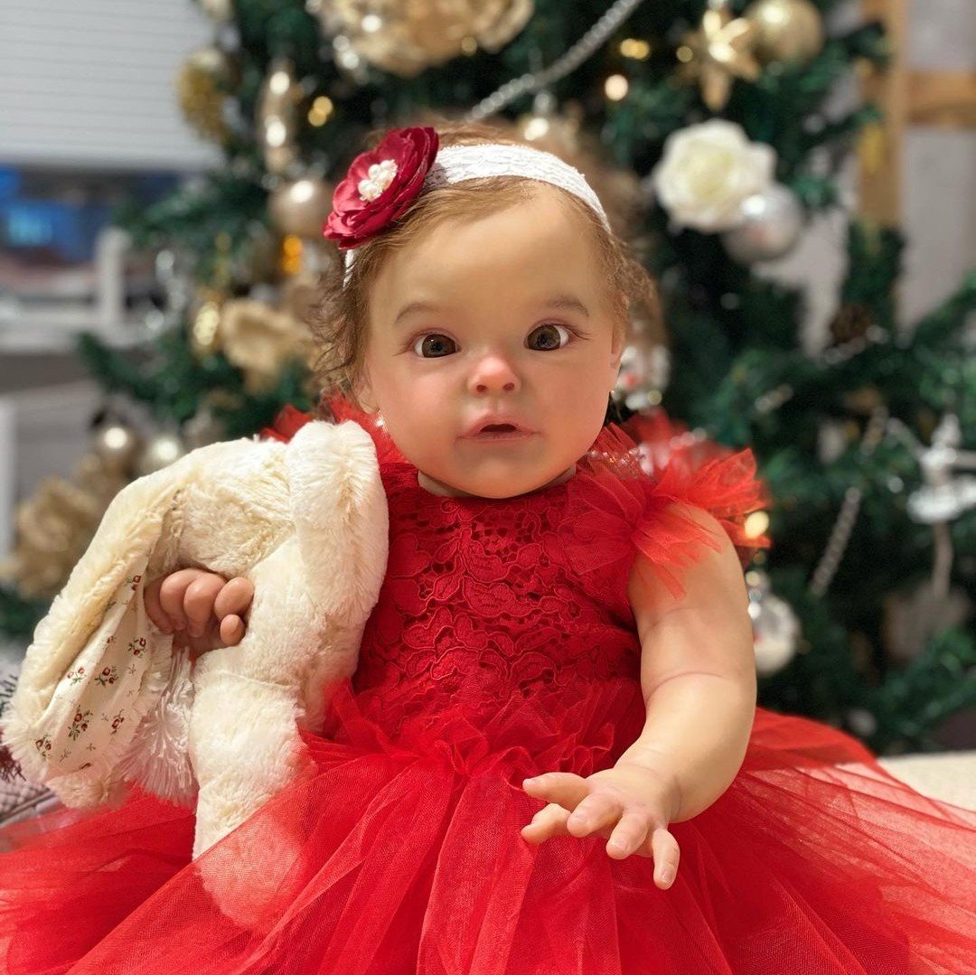 Poupées Reborn Filles aux yeux ouverts de 22 pouces avec des vêtements de Noël-Suesue