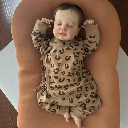 Poupée Reborn garçon/fille aux cheveux courts et aux yeux fermés de 20 pouces-Loulou