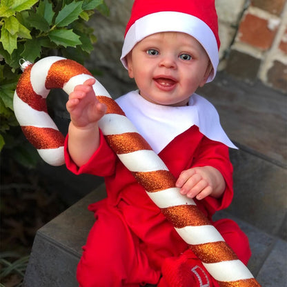 Poupée Reborn de Noël aux cheveux blonds et aux yeux ouverts de 24 pouces - Yannik