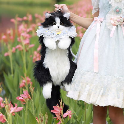 Adorable Handmade Lifelike Plush Kitten Backpack