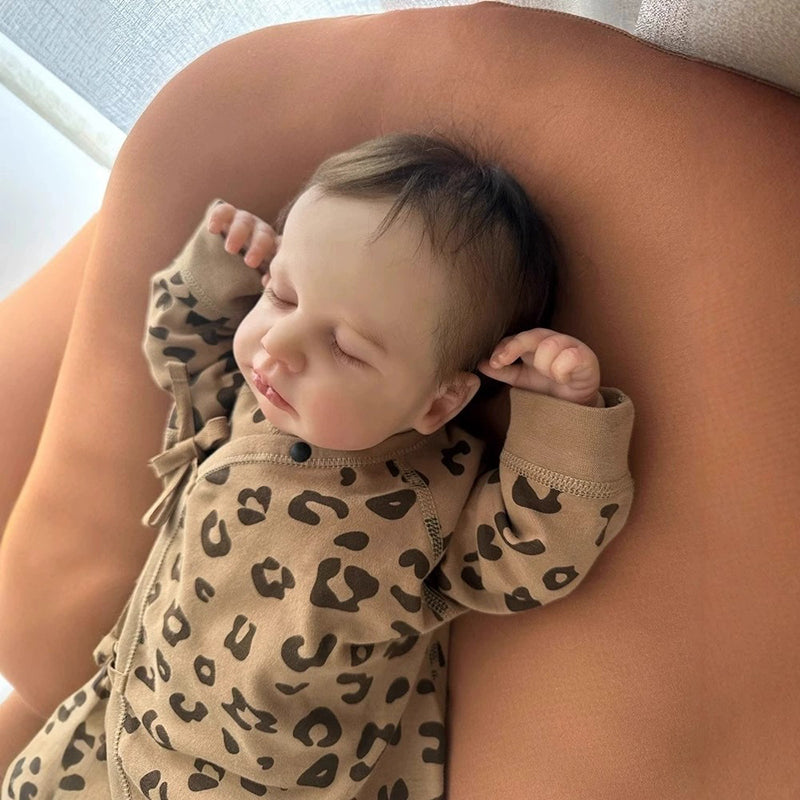 Poupée Reborn garçon/fille aux cheveux courts et aux yeux fermés de 20 pouces-Loulou