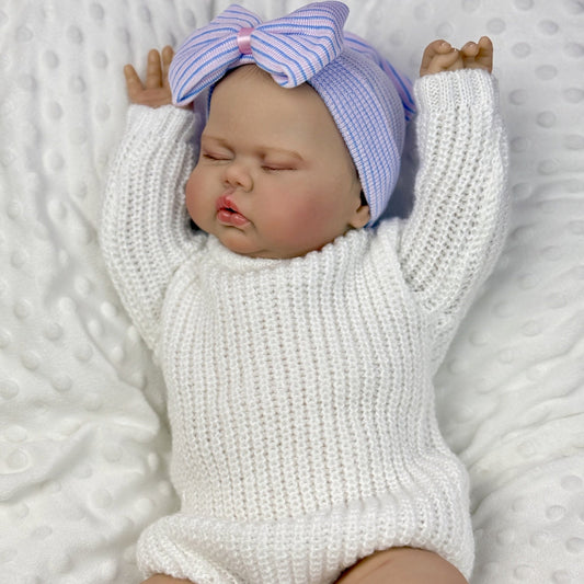 Poupée reborn de 50cm (20 pouces) corps souple yeux fermés en pull blanc-Pickle