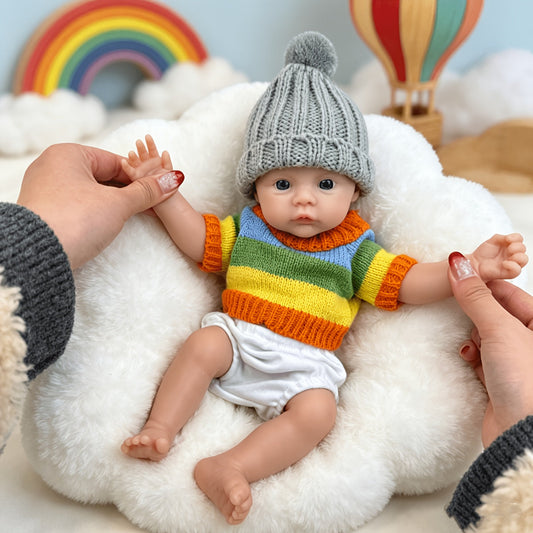 30cm Full Silicone Meadow Reborn Baby Girl in colorful striped sweater
