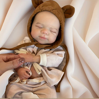 30cm Silicone Closed Eyes Pascale Reborn Baby Girl in Moon Printed Outfits