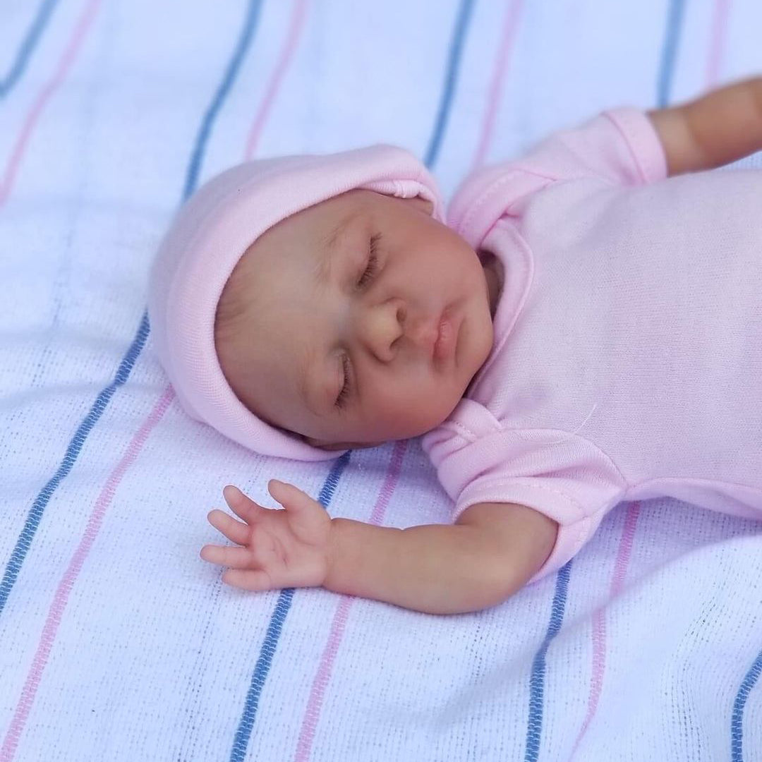 Poupées Reborn au corps en tissu aux yeux fermés de 10 pouces - Luna