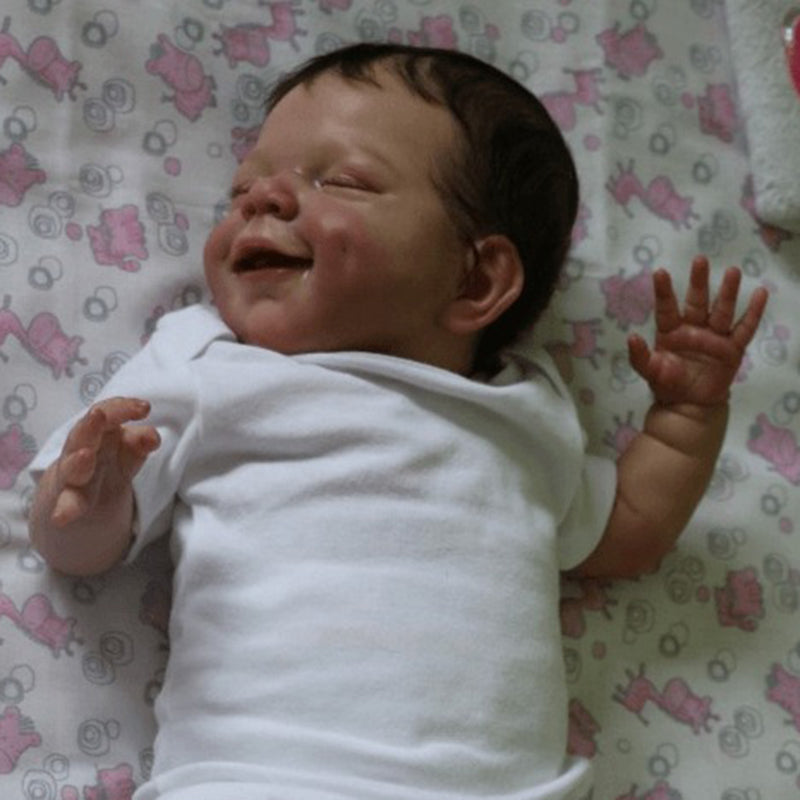 Poupées Reborn aux yeux fermés et aux cheveux bruns de 20 pouces pour garçons - Avril