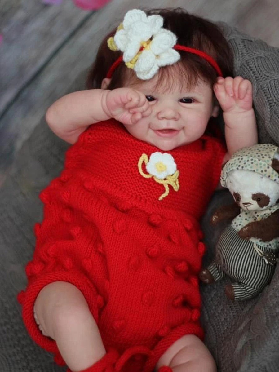 Bébé fille reborn aux cheveux courts et aux yeux ouverts de 19 pouces - Vivienne