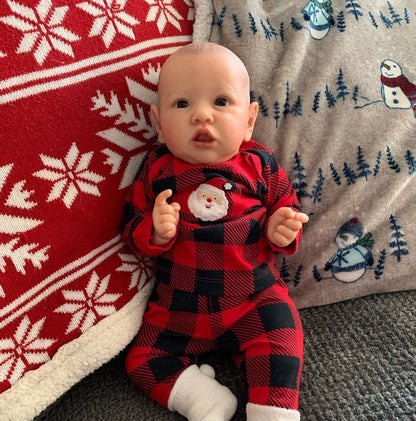 Poupée Reborn aux yeux ouverts de 22 pouces pour filles avec vêtements de Noël - Saskia