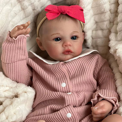 Bébé Reborn Meadow corps souple peau 3D cheveux peints yeux bleus 48 cm