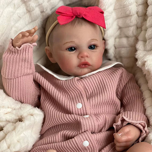 Bébé Reborn Meadow corps souple peau 3D cheveux peints yeux bleus 48 cm