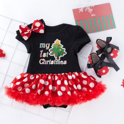 Robe de Noël mignonne à pois 3 pièces pour poupée Reborn de 21/22/23 pouces