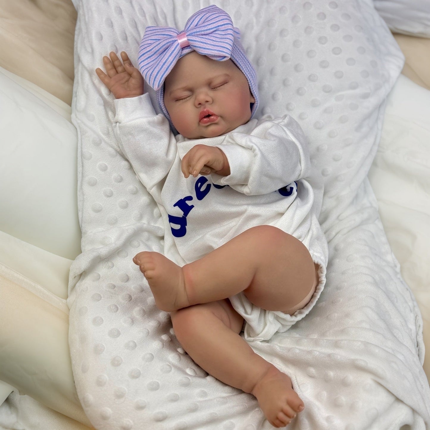 50cm Soft Cloth Body Sleeping Pickle Reborn Doll In Letter Print Onesies