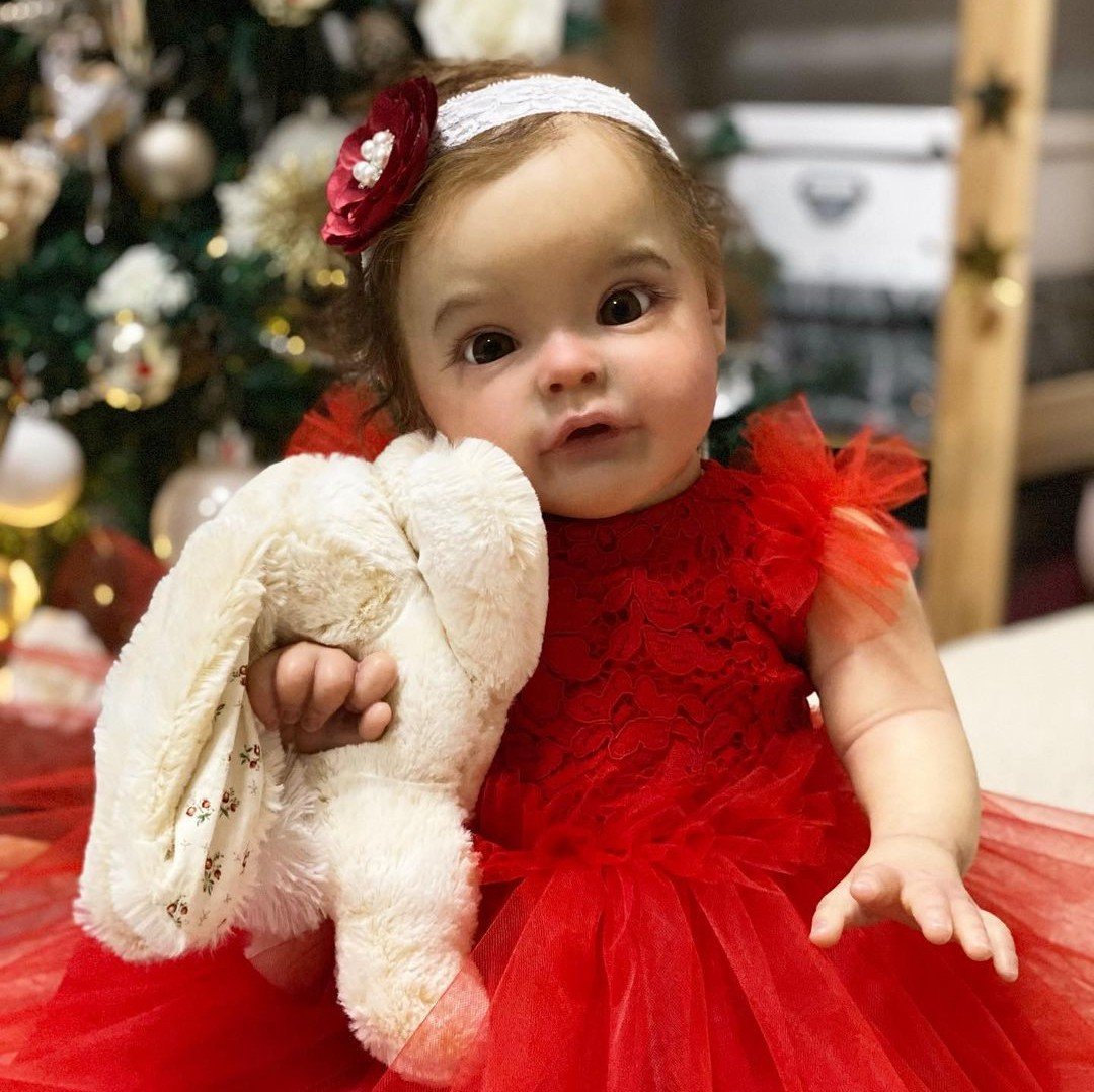 Poupées Reborn Filles aux yeux ouverts de 22 pouces avec des vêtements de Noël-Suesue