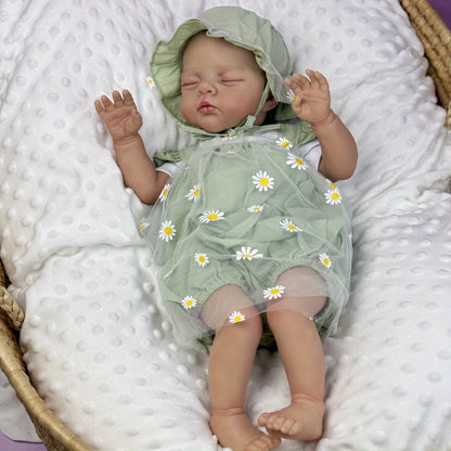 19 inches 3D-Paint Sleeping Reborn Doll Irys in Green Clothes