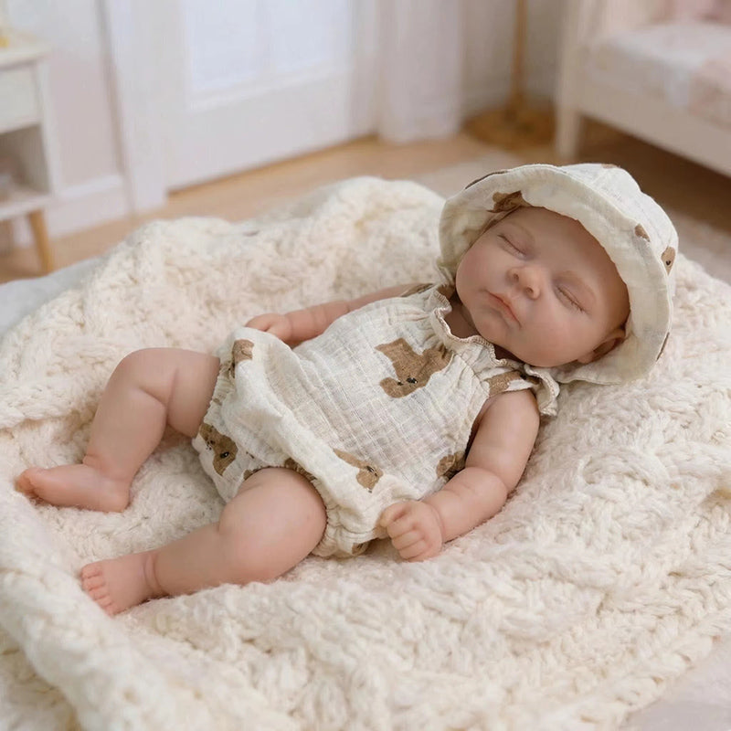 30cm Full Silicone Soft Asleep Reborn Doll Girl Peaches