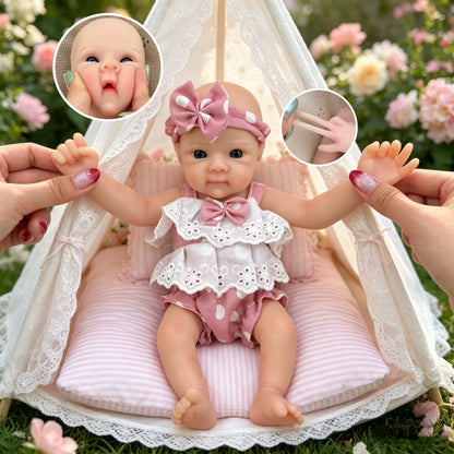 30cm Full Silicone Bettie Reborn Baby Girl in Pink Polk Dot Outfits