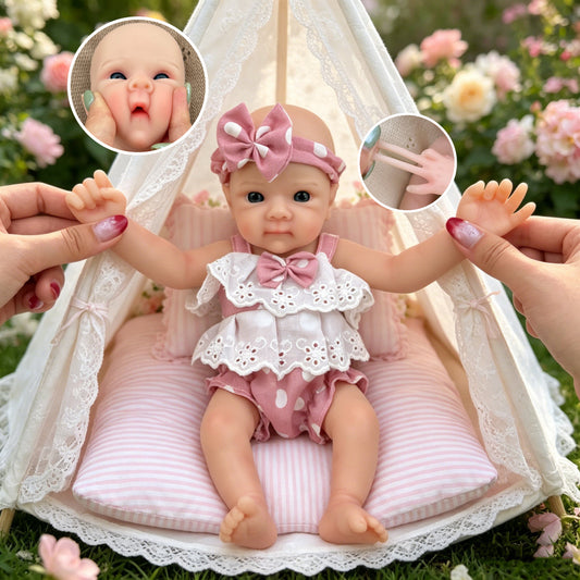 30cm Full Silicone Bettie Reborn Baby Girl in Pink Polk Dot Outfits