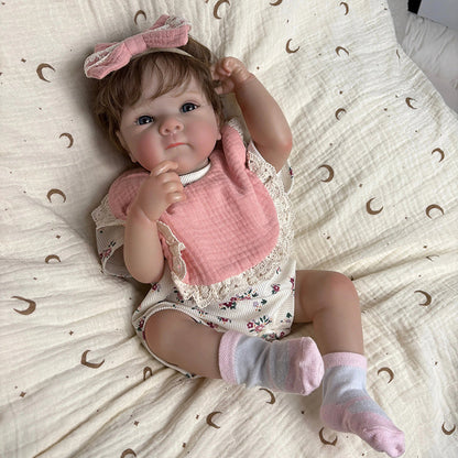 45cm Lifelike Vinyl Body Short Hair Bettie Reborn Baby Girl in Floral Outfits