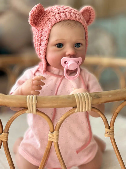 Bébé reborn Loulou de 20 pouces aux yeux bleus et au chapeau rose