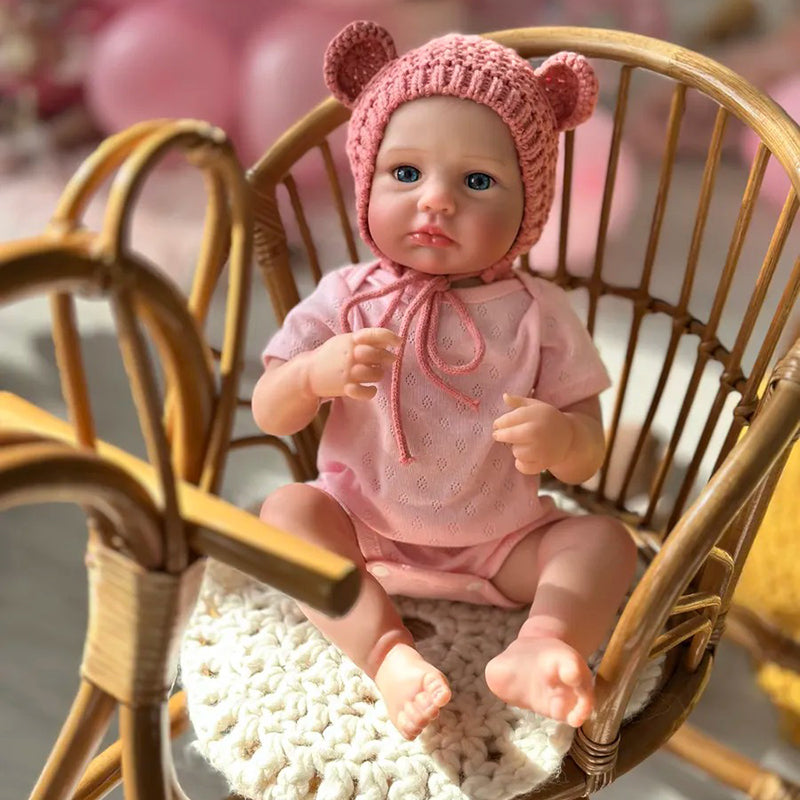 Bébé reborn Loulou de 20 pouces aux yeux bleus et au chapeau rose