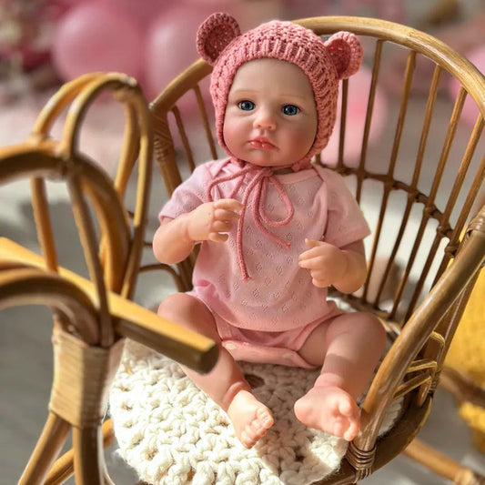 Bébé reborn Loulou de 20 pouces aux yeux bleus et au chapeau rose