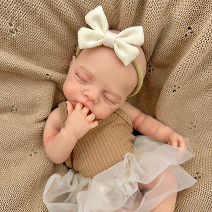 30cm Realistic Full Silicone Closed Eyes Irys Reborn Doll Girl in Coffee Dress
