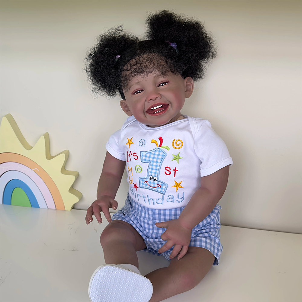 Poupée Reborn Sourire Afro-Américaine Ella 60 cm-Mila