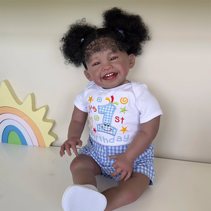 Poupée Reborn Sourire Afro-Américaine Ella 60 cm-Mila