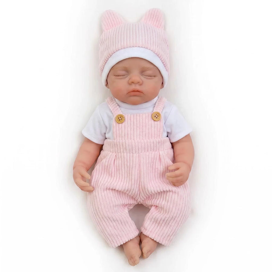 30cm Realistic Full Silicone Irys Reborn Doll Girl in Pink Outfits