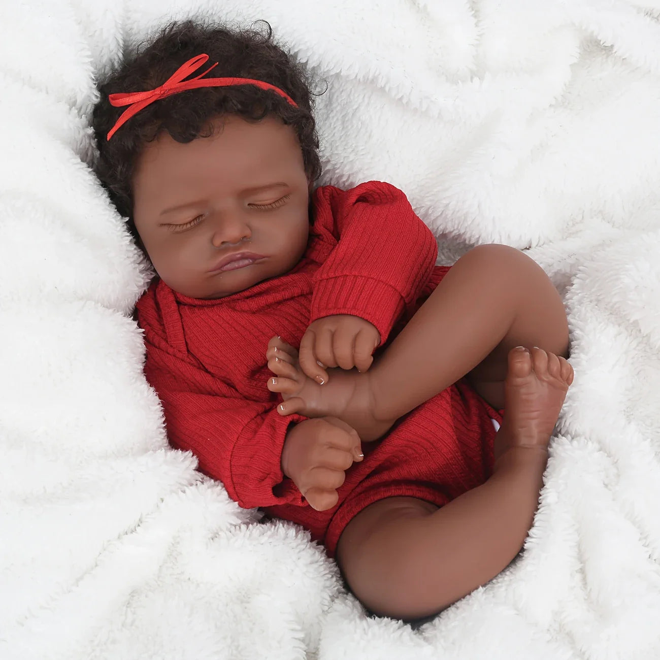 Poupée Reborn Delia 20 pouces yeux fermés peau foncée pour filles – Rosalie