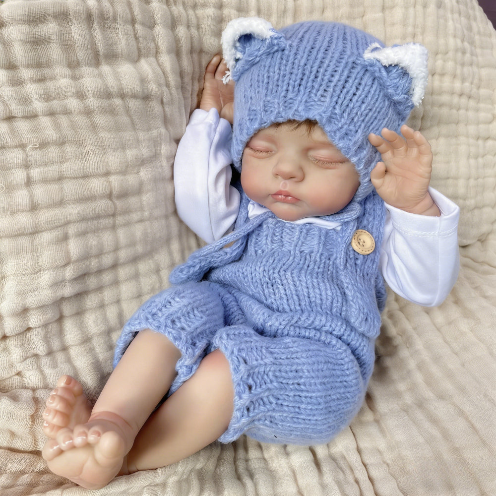 19 inches 3D-Paint Sleeping Reborn Doll Irys in Blue Clothes