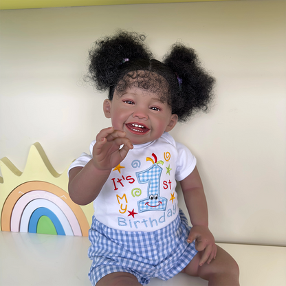 Poupée Reborn Sourire Afro-Américaine Ella 60 cm-Mila