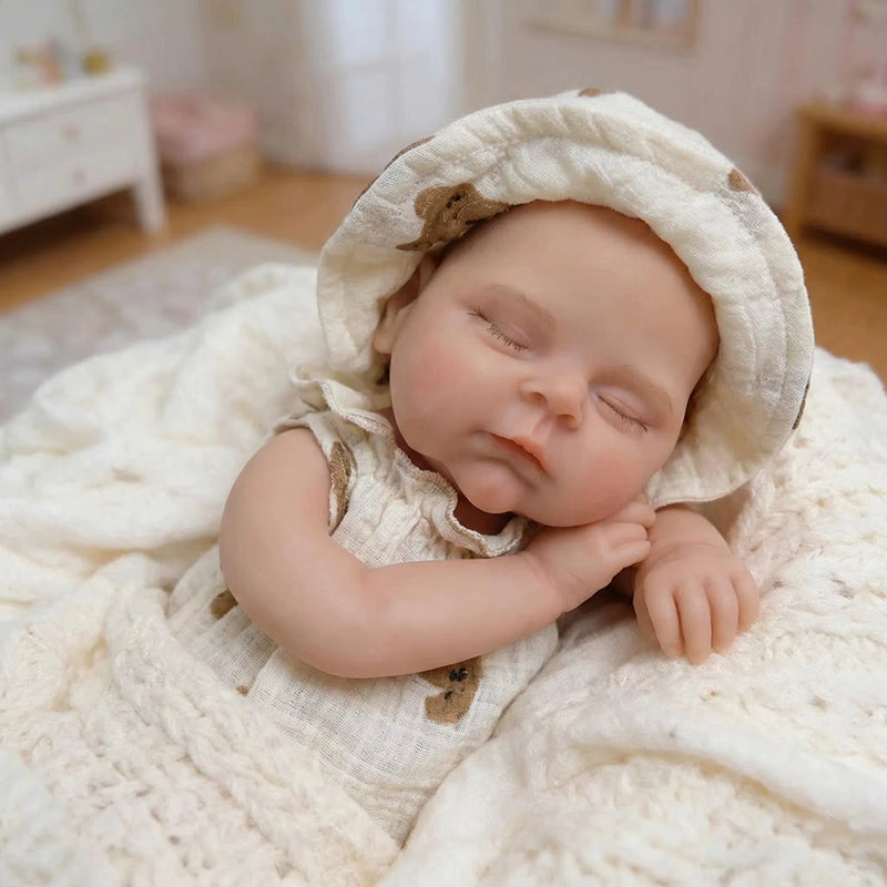 30cm Full Silicone Soft Asleep Reborn Doll Girl Peaches