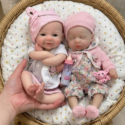 30cm Full Silicone Reborn Doll Twin Sisters-Loulou and Vivienne