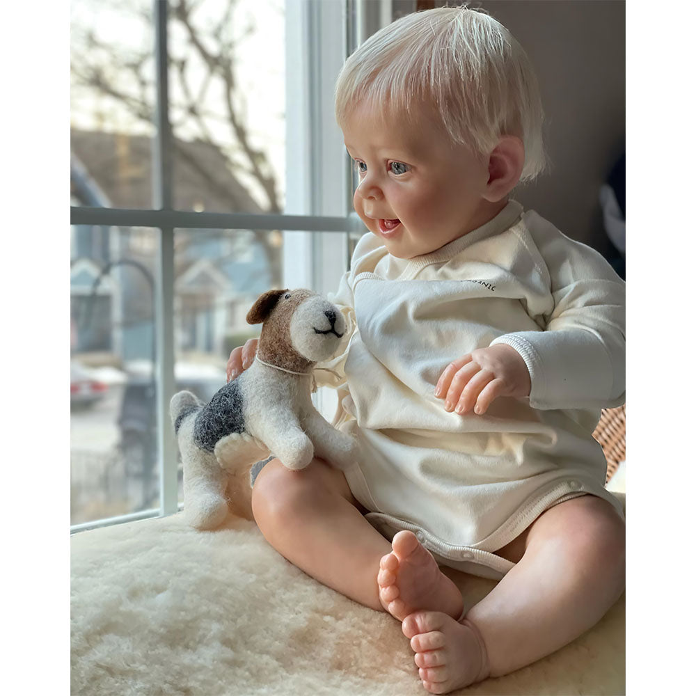 Poupée Reborn aux cheveux blonds et aux yeux ouverts de 24 pouces - Yannik