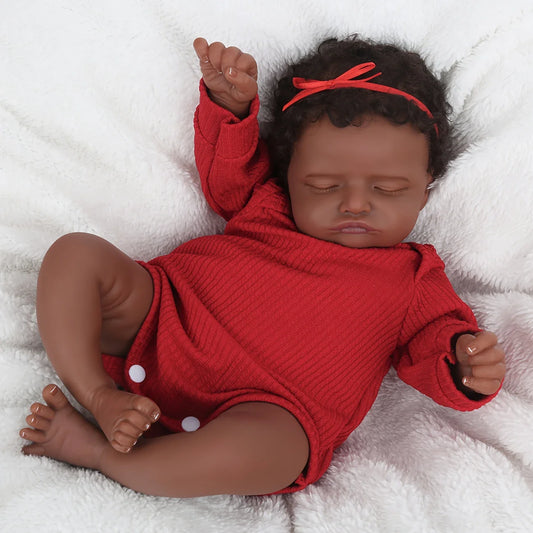 Poupée Reborn Delia 20 pouces yeux fermés peau foncée pour filles – Rosalie