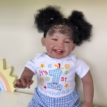 Poupée Reborn Sourire Afro-Américaine Ella 60 cm-Mila