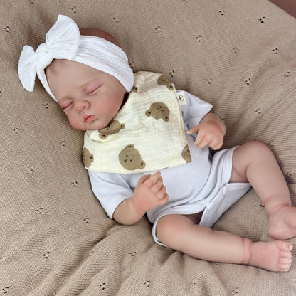 19 inches 3D-Paint Sleeping Reborn Doll Irys in White Clothes