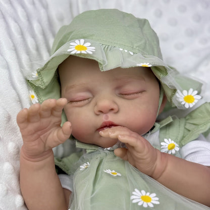 19 inches 3D-Paint Sleeping Reborn Doll Irys in Green Clothes