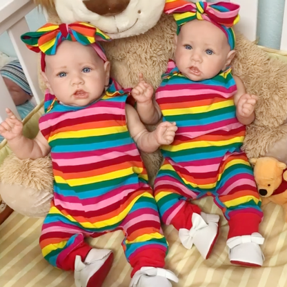 22'' Twin Sœurs Petits Veda et Sariah Reborn Bébé poupée fille Saskia Série