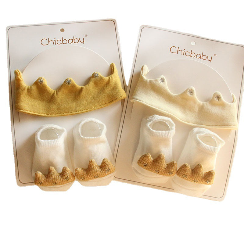 Ensemble 2 pièces bandeau et chaussettes pour bébé couronne mignonne