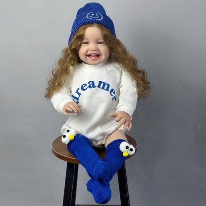 Poupée Reborn aux yeux ouverts et aux cheveux longs de 24 pouces pour filles - Mila