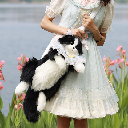 Adorable Handmade Lifelike Plush Kitten Backpack