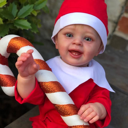 Poupée Reborn de Noël aux cheveux blonds et aux yeux ouverts de 24 pouces - Yannik