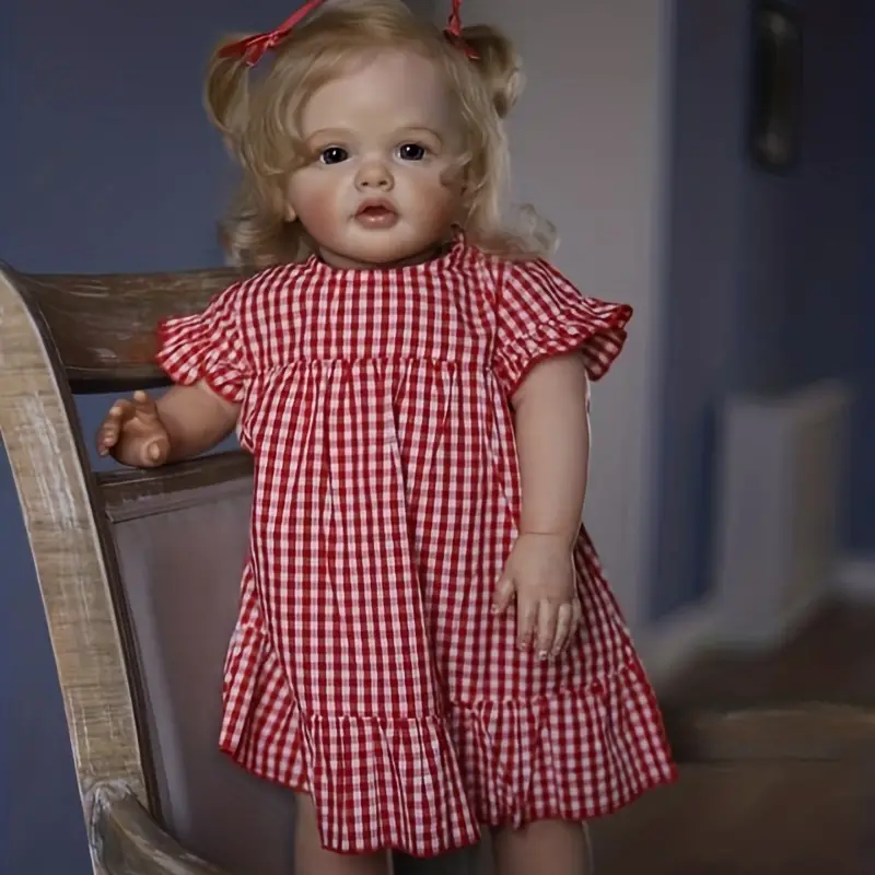 24 Pouces debby Cheveux Bouclés Yeux Ouverts Reborn Bébé Poupées Filles