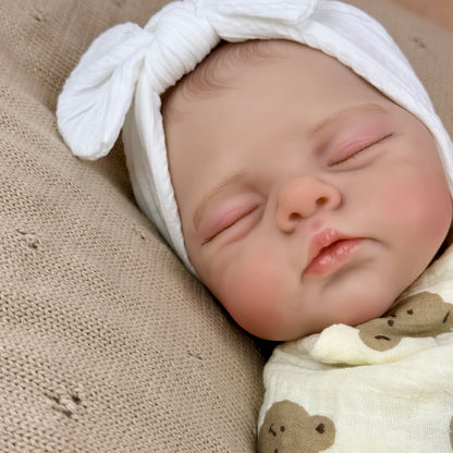 19 inches 3D-Paint Sleeping Reborn Doll Irys in White Clothes