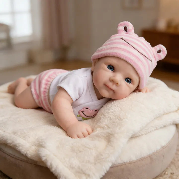 Bébé reborn Bettie en silicone de 30 cm fille vêtue de vêtements roses