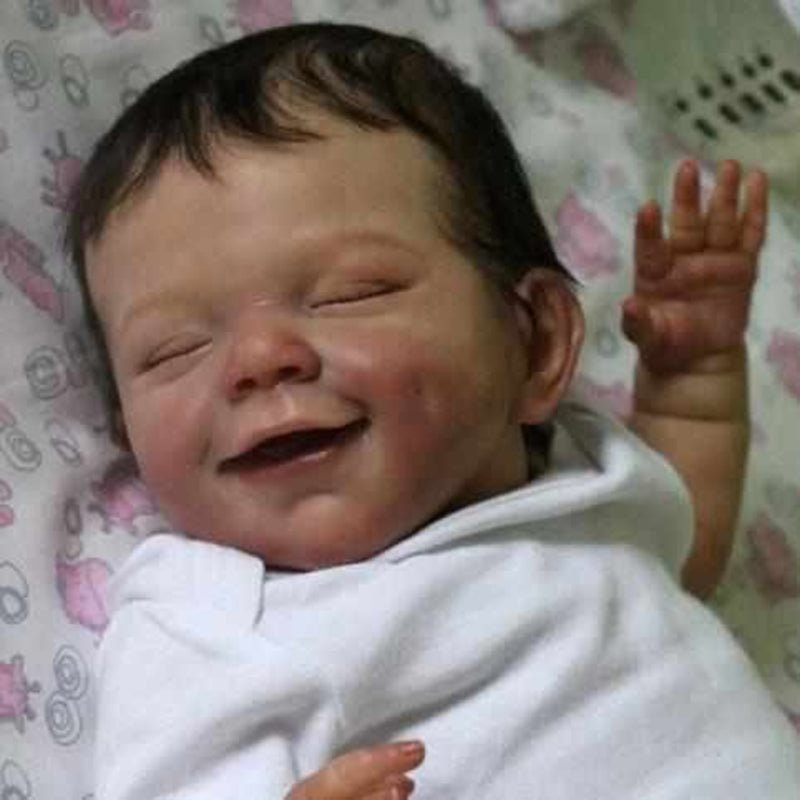 Poupées Reborn aux yeux fermés et aux cheveux bruns de 20 pouces pour garçons - Avril